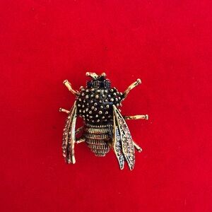 SOLD Chic Gold and Black Insect Brooch